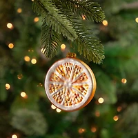 3.5" Glittered Orange Slice Glass Ornament