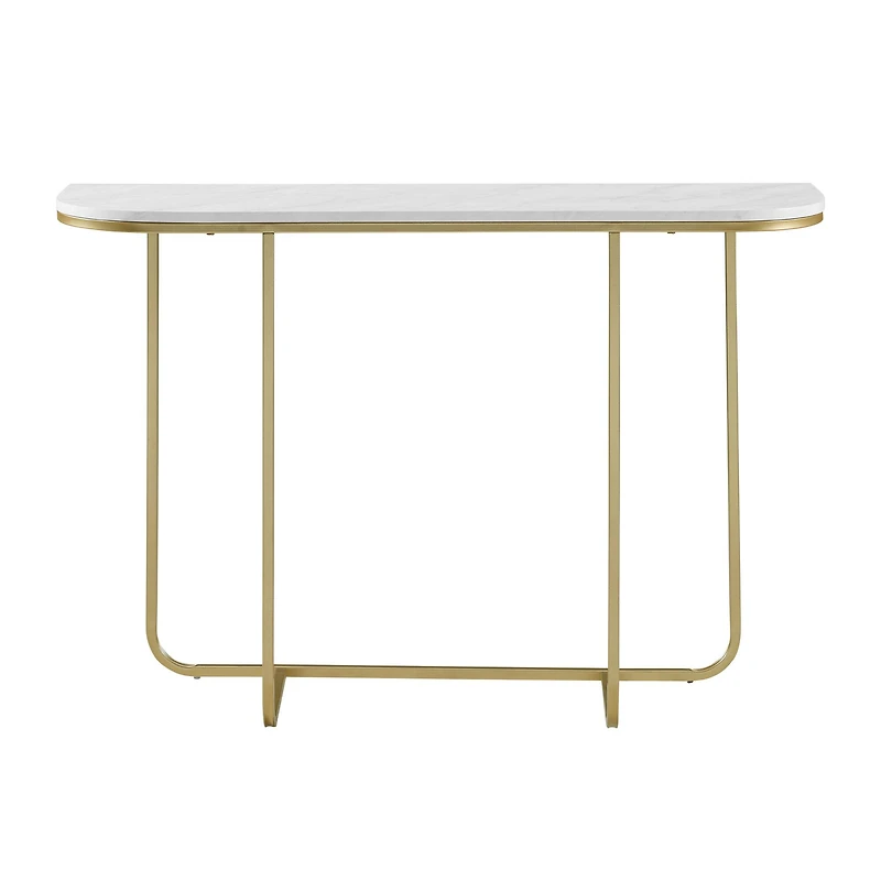 Walker Edison Faux White Marble/Gold Modern Curved Entry Table