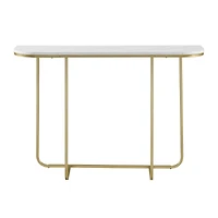 Walker Edison Faux White Marble/Gold Modern Curved Entry Table