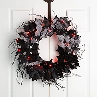 Glitzhome® 26" Lighted Halloween Bat Wreath