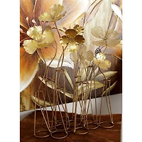 21" Gold Metal Flowers Sculpture
