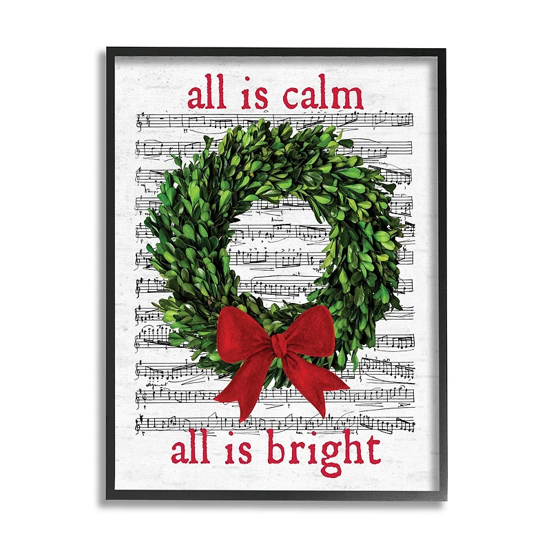 Stupell Industries All Is Calm Christmas Song Framed Giclee Art