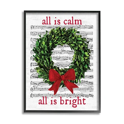 Stupell Industries All Is Calm Christmas Song Framed Giclee Art