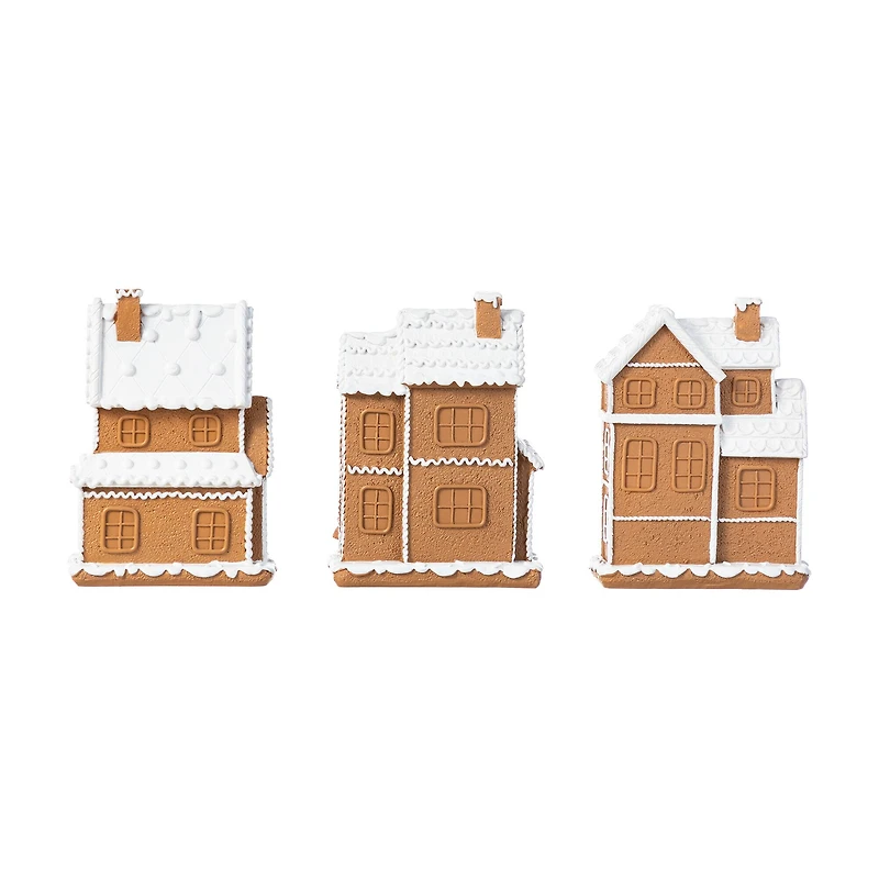 Glitzhome® 5.5" Christmas Resin Gingerbread House Table Decor Set