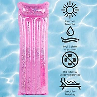67" Pink Inflatable Glitter Swimming Pool Lounge