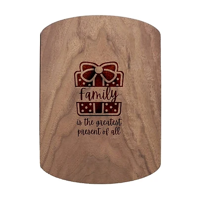 Family is the Greatest Present 11" x 8" Walnut Oval Cutting Board
