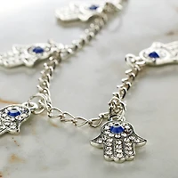 12 Pack: Silver Rhinestone Hamsa Metal Hand Beads, 21mm by Bead Landing™