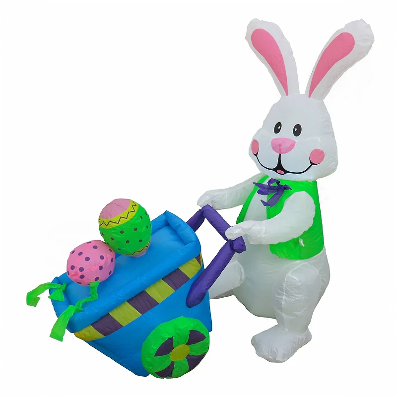 4ft. Inflatable Easter Bunny with Wheelbarrow