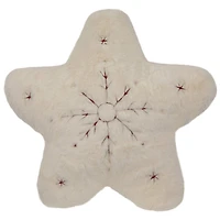 13" White Snowflake Embroidered Plush Christmas Throw Pillow