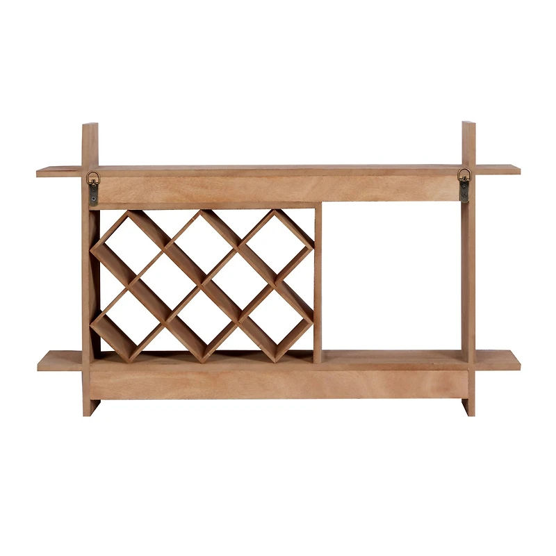 34" Brown Wood Farmhouse Wine Rack