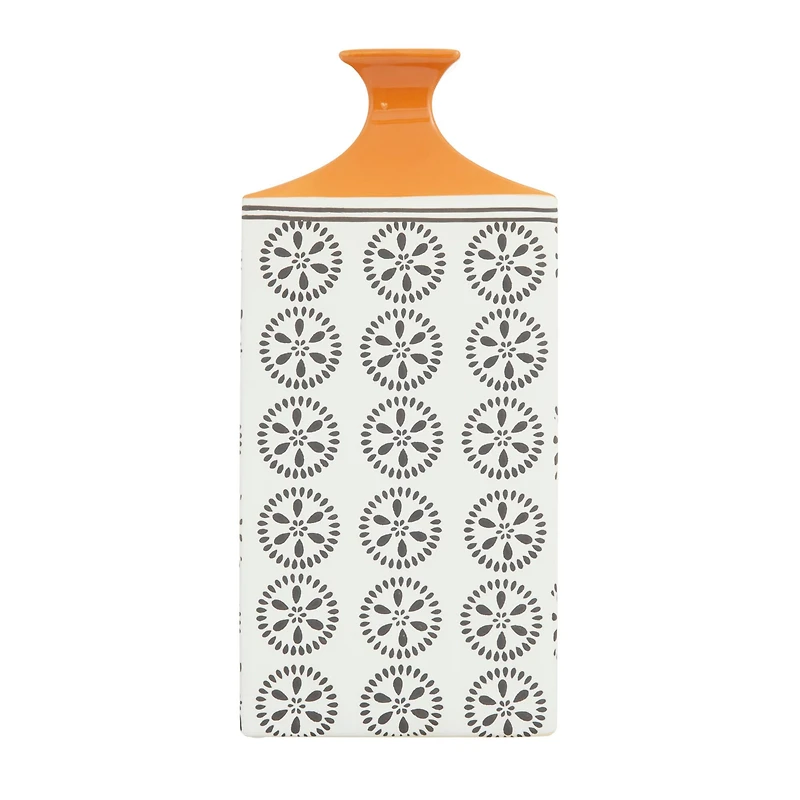 White Stoneware Transitional Vase, 17" x 9" x 7"