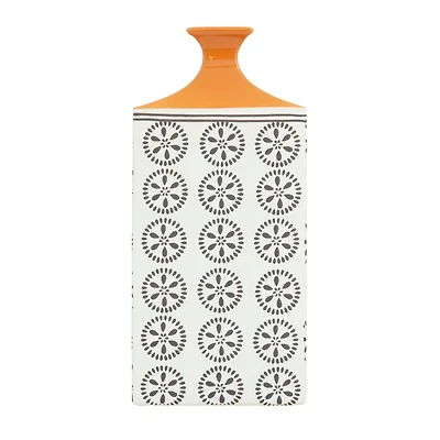 White Stoneware Transitional Vase, 17" x 9" x 7"