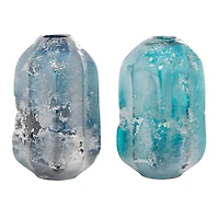 The Novogratz 11.5" Blue Glass Contemporary Vase Set