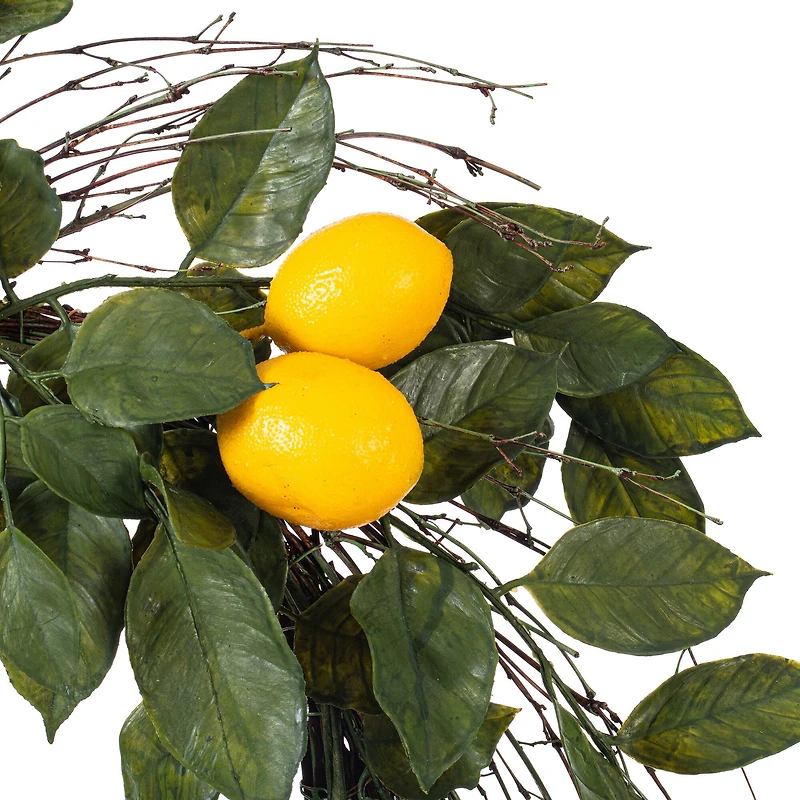 24" Green & Yellow Salal Leaf Lemon Wreath
