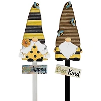 24" Bee Gnomes Wooden Garden Stake Set