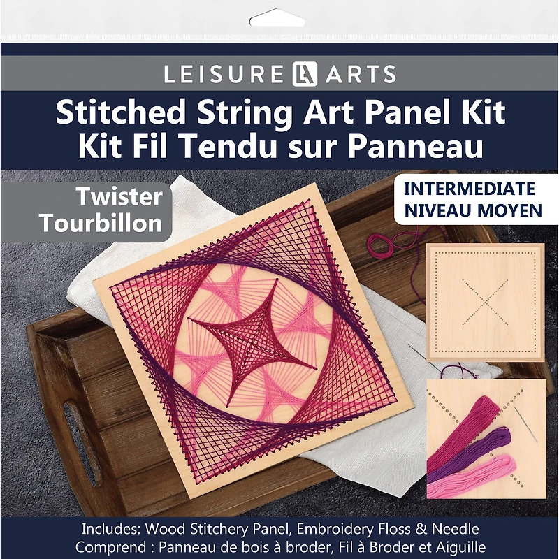 Leisure Arts® Intermediate Twister Wood Stitched String Art Panel Kit 