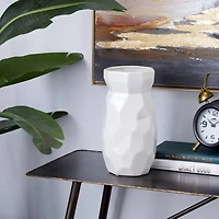 CosmoLiving by Cosmopolitan White Ceramic Modern Vase, 12" x 6" x 6"