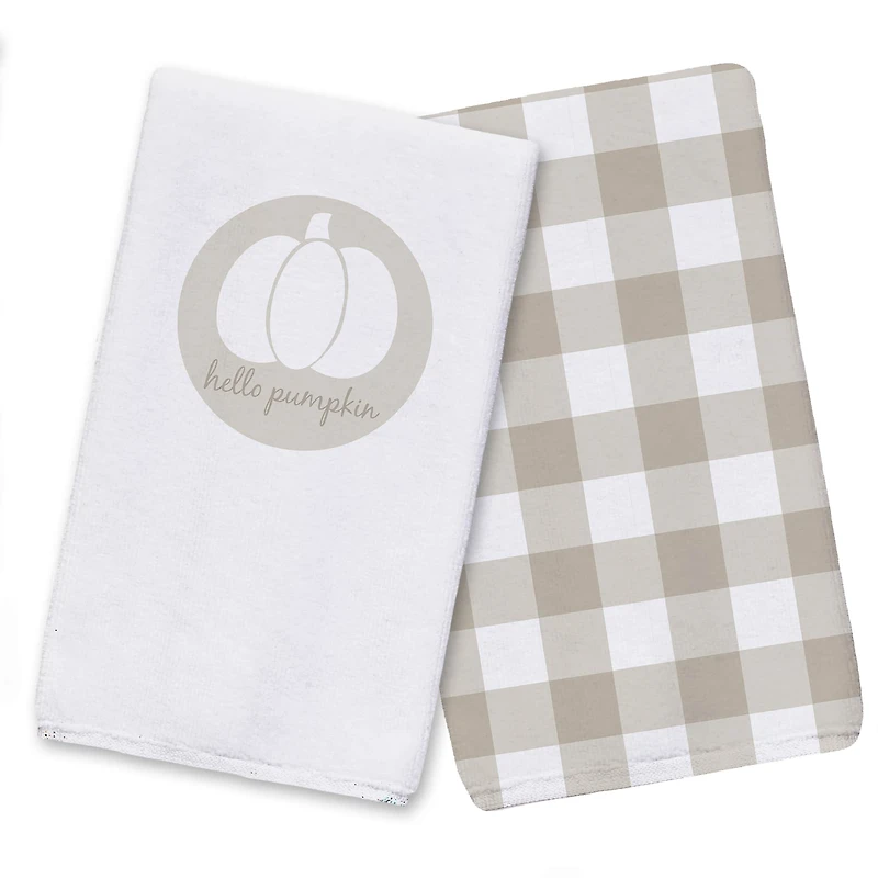 Hello Pumpkin Brown Tea Towel Set