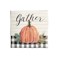 Stupell Industries Gather Seasonal Botanical Pumpkin Wall Plaque Art