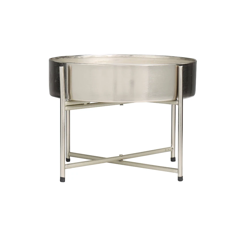 110oz. Sweet Bamboo Scented White 5 Wick Candle in Silver Bowl with Stand