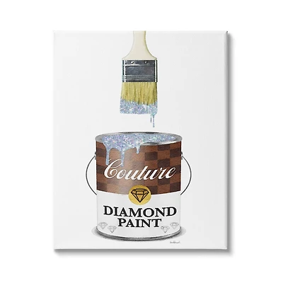 Stupell Industries Couture Diamond Paint Brown Fashion Pattern Pop Brush Canvas Wall Art