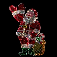 4ft. Holographic Lighted Waving Santa Claus Christmas Yard Art Decoration