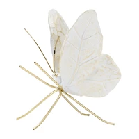 White & Gold Leaf Butterfly Shelf Sitter Set