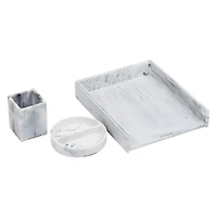 Mind Reader Marbella Collection White Pen Cup, Catch-All Dish & Paper Tray Office Set