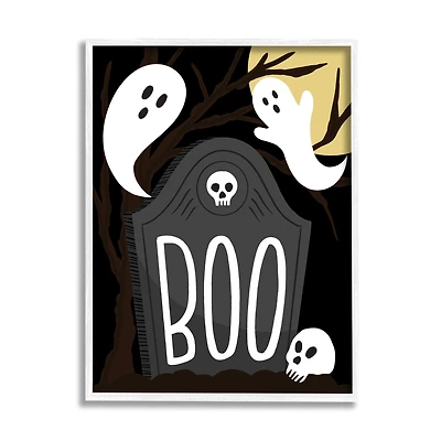 Stupell Industries Boo Haunted Night Gravestone Framed Giclee Art