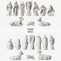 Glitzhome® 10-Piece Ivory & Gold Resin Nativity Figurine Set