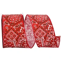 JAM Paper 2.5" x 10yd. Red Bandana Today Wired Ribbon