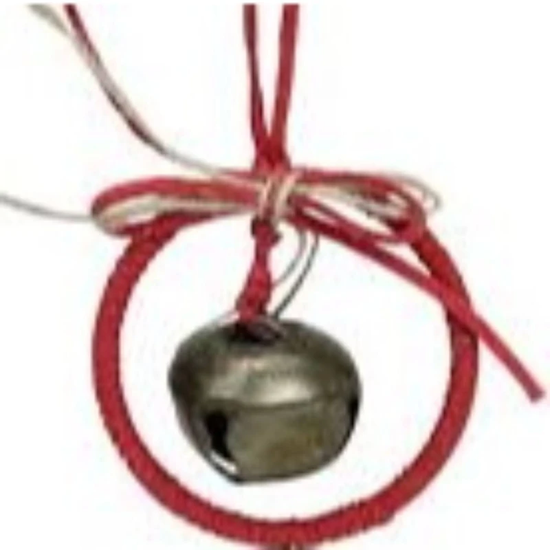11" Red Open Circle with Bow Jingle Bell Ornament