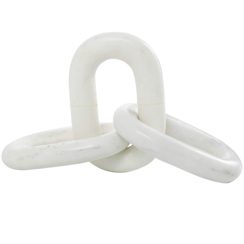 13" Marble Geometric 3-Link Chain Sculpture Décor