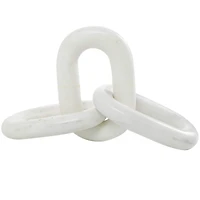 13" Marble Geometric 3-Link Chain Sculpture Décor