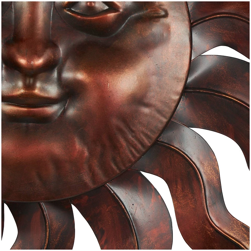 Bronze Metal Sun Wall Decoration with Smiling Face