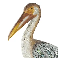 14" Teal Textured Pelican Sculpture with Brown Block