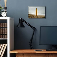 Stupell Industries Yellow Surfboard in Sand Gray Framed Wall Art