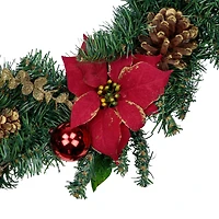 24" Poinsettias & Pinecones Artificial Wreath