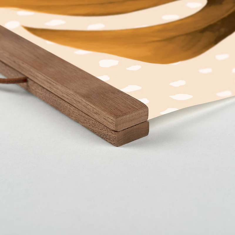 Yellow Dots Monstera 12" x 18" Teak Hanging Canvas