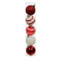 5 Pack 2.2" Red & White Shatterproof Ball Ornaments by Ashland