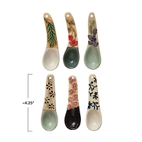 Hello Honey® 4" Hand-Painted Stoneware Spoons with Floral Design Handles Set