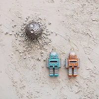 Hello Honey® 2.75" Silver Round Glass Moon Ornament with Glitter