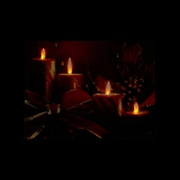 LED Lighted Glitter Striped Candles With Poinsettia & Bow Christmas Wall Art