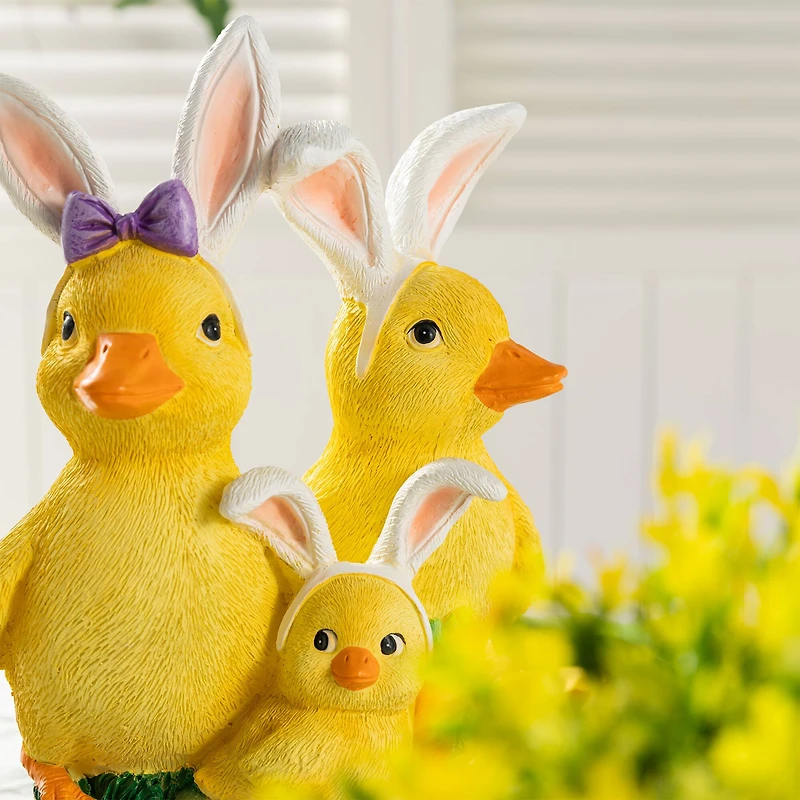 Glitzhome® 11.5" Easter Resin Duck Family Table Decor