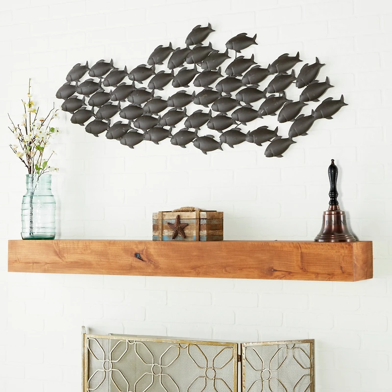 Dark Brown Metal Coastal Fish Wall Décor