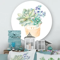 Designart - Succulent Flower In Terracotta Pot II