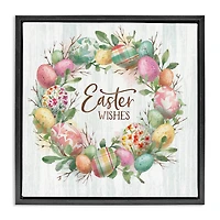 Stupell Industries Easter Wishes Wreath Floater Framed Art