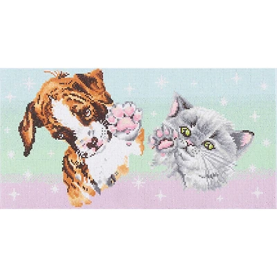 Diamond Dotz® at Home Intermediate Dog & Cat High Five Diamond Painting Kit