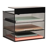 Mind Reader Slide-On Under Desk File Organizer, No Tools Required, Hanging Storage for Laptops, Folders, and Notebooks, Metal