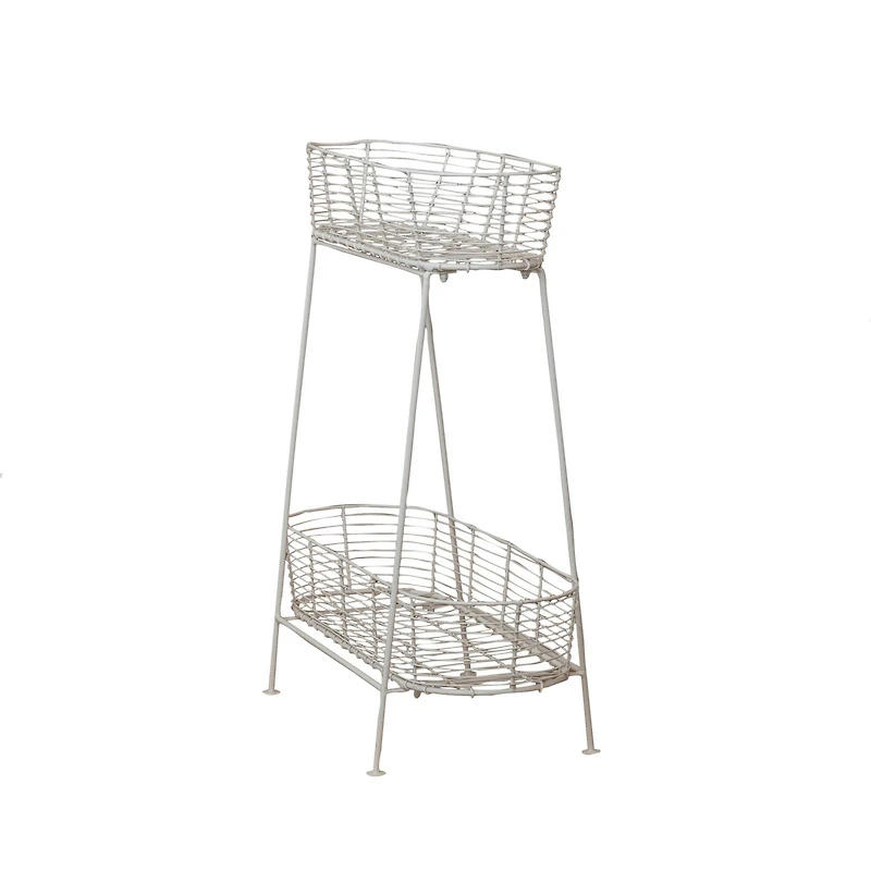 Serenity Metal Wire Plant Stand, Cream